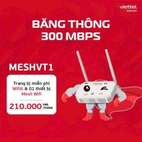 Gói Meshvt1 Tốc độ 300mbps Trang Bị Miễn Phí Thêm 1 Wifi Mesh
