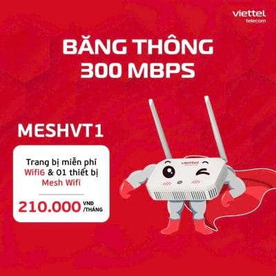 Gói Meshvt1 Tốc độ 300mbps Trang Bị Miễn Phí Thêm 1 Wifi Mesh