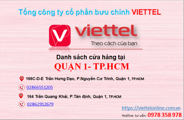 Các cửa hàng Viettel tại Quận 1 TP.HCM
