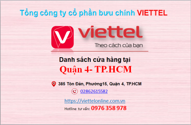 Địa chỉ cửa hàng Viettel Quận 4- TP.HCM