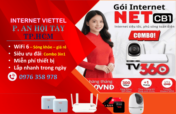 Lắp Wifi Viettel Phường An Hội Tây Tphcm - Internet Wifi 6 giá rẻ, tốc độ cao, lắp đặt nhanh