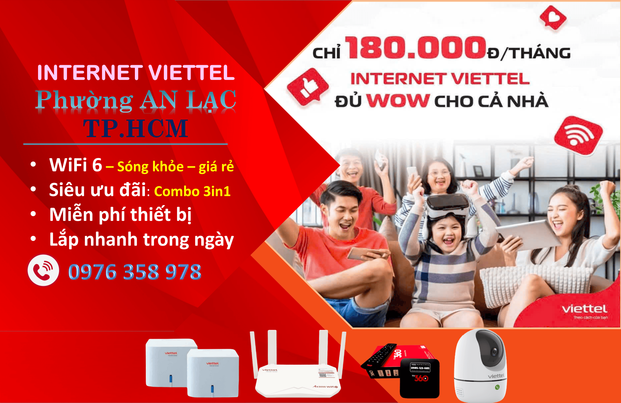 Lắp Wifi Viettel Phường An Lạc TPHCM- Siêu tốc độ, đa nội dung, giá cước rẻ, lắp đặt nhanh.