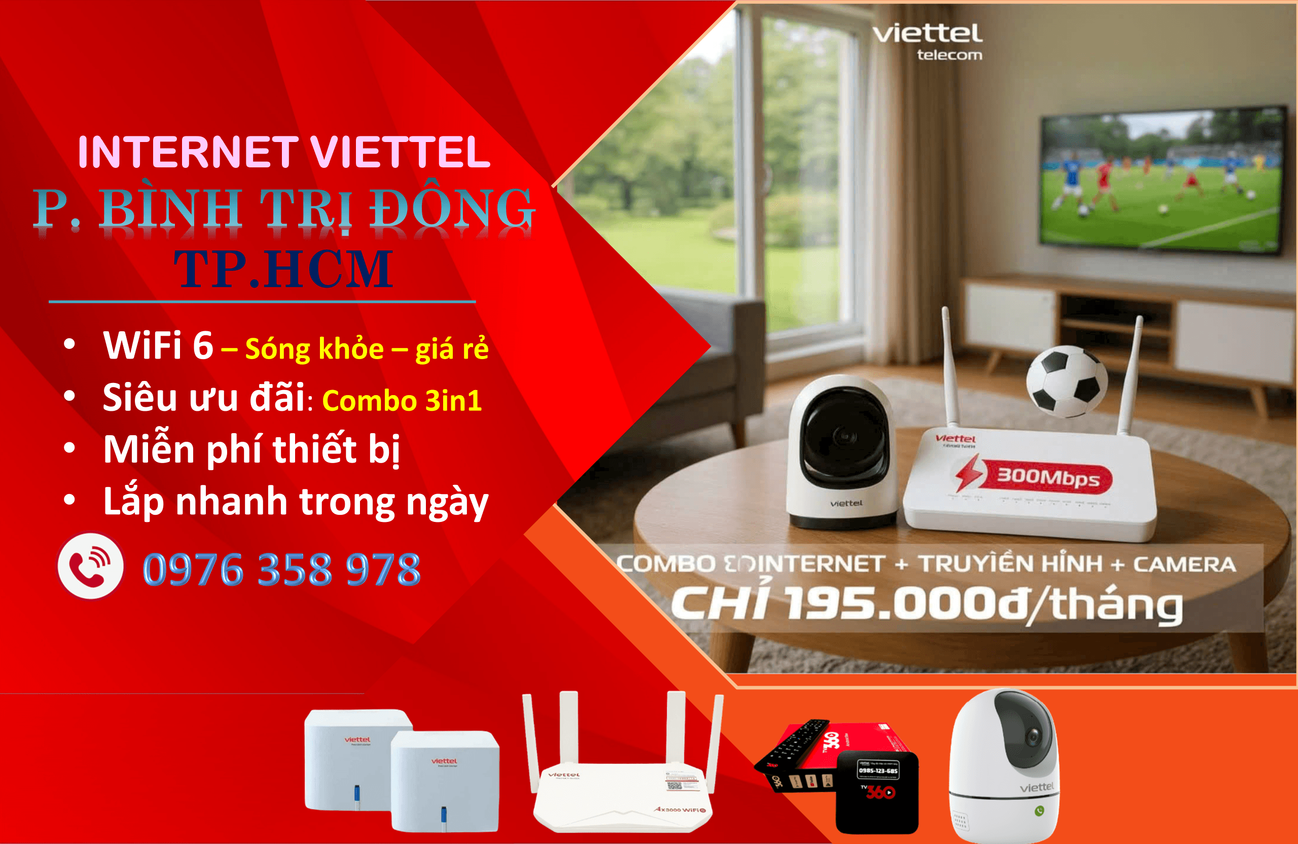 Lắp Wifi Viettel Phường Bình Trị Đông Tphcm - mạng wifi 6 giá rẻ kèm nhiều gói cước siêu ưu đãi, lắp đặt nhanh