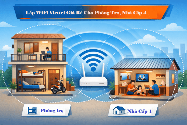 Lắp wifi Viettel cho phòng trọ, nhà cấp 4... Các gói wifi Viettel giá rẻ cho công nhân, sinh viên, gia đình nhỏ.