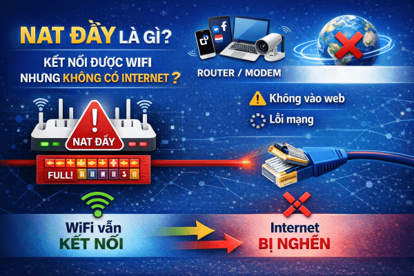 Vì sao kết nối wifi nhưng lại báo không có internet? NAT đầy và cách xử lý.