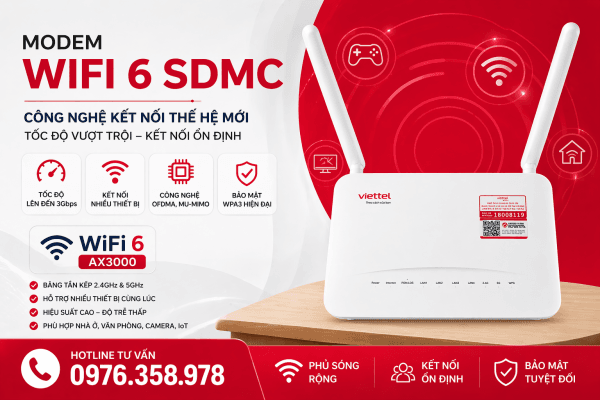 Modem Wifi 6 SDMC Viettel - Thông số kỹ thuật và đánh giá chi tiết.