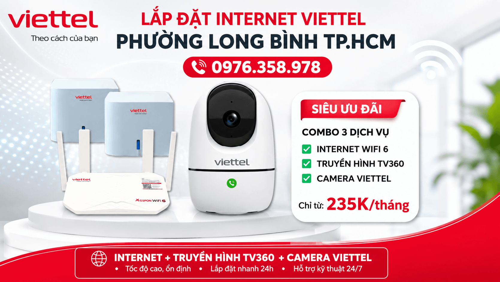 Lắp WiFi Viettel Phường Long Bình TPHCM – Cáp Quang XGS-PON Tốc Độ Cao, Lắp Đặt Nhanh 24H